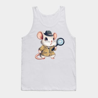 Antropomorphic Cute Mouse Dressed as a Detective Tank Top